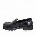 Mocassino da donna in vernice naplak nera tacco 3 - Misure disponibili: 32, 35, 46, 47