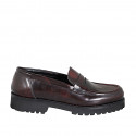 Mocassin pour femmes en cuir brossé bordeaux talon 3 - Pointures disponibles:  32, 33, 35, 45, 47