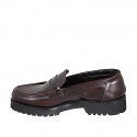 Mocassino da donna in pelle abrasivata bordeaux tacco 3 - Misure disponibili: 32, 33, 35, 45, 47