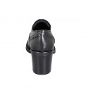 Zapato Oxford con cordones para mujer en piel negra con punta de ala tacon 7 - Tallas disponibles:  32, 42, 43, 44, 45