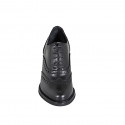 Zapato Oxford con cordones para mujer en piel negra con punta de ala tacon 7 - Tallas disponibles:  32, 42, 43, 44, 45