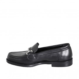 Mocassin avec accessoire pour femmes en cuir noir talon 2 - Pointures disponibles:  32, 42 2