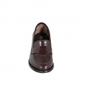 Mocassin pour femmes en cuir marron talon 5 - Pointures disponibles:  33, 43, 44, 45, 46