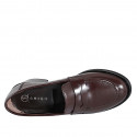 Mocassin pour femmes en cuir marron talon 5 - Pointures disponibles:  33, 43, 44, 45, 46