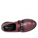 Mocassino da donna con elastico e accessorio in pelle bordeaux tacco 4 - Misure disponibili: 32, 33, 34, 35, 42, 43, 45, 46, 47