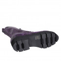 Stivaletto stringato da donna con cerniera e puntale in vernice stampata viola tacco 4 - Misure disponibili: 32, 33, 34, 35, 43, 44