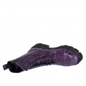 Stivaletto stringato da donna con cerniera e puntale in vernice stampata viola tacco 4 - Misure disponibili: 32, 33, 34, 35, 43, 44