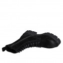Stivaletto stringato da donna con cerniera in camoscio ingrassato nero tacco 4 - Misure disponibili: 32, 33, 34, 35, 42, 44, 45, 46, 47