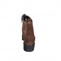 Botin para mujer con cordones y cremallera en gamuza marron tacon 4 - Tallas disponibles:  33, 35, 42, 45, 46, 47