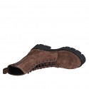 Bottines pour femmes avec lacets et fermeture éclair en daim marron talon 4 - Pointures disponibles:  33, 35, 42, 45, 46, 47