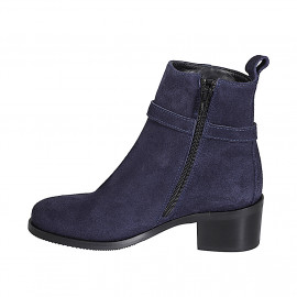 Bottines pour femmes avec boucle et fermeture éclair en daim azul talon 5 - Pointures disponibles:  32, 33, 34, 35, 43, 45, 46 2