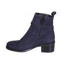 Stivaletto da donna con cerniera e fibbia in camoscio blu tacco 5 - Misure disponibili: 32, 34, 35, 43, 45, 46