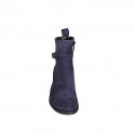 Stivaletto da donna con cerniera e fibbia in camoscio blu tacco 5 - Misure disponibili: 32, 34, 35, 43, 45, 46