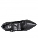 Pointed-toe Mary Jane pumps in black leather heel 10 - Available sizes:  31, 32, 33, 35, 42, 44