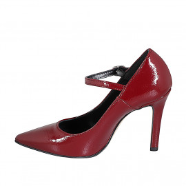 Zapatos de salón Mary Jane en piel granate con punta afilada tacon 10 - Tallas disponibles:  31, 34, 35, 42, 44 2