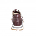 Sneaker avec lacets et semelle amovible en cuir ivoire et bordeaux talon compensé 4 - Pointures disponibles:  43, 44, 45, 46