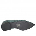 Mocassino a punta da donna con accessorio in camoscio verde e vernice nera tacco 3 - Misure disponibili: 32, 33, 35, 42, 44, 45, 46