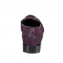Mocassino a punta da donna con accessorio in camoscio viola e vernice nera tacco 3 - Misure disponibili: 32, 33, 34, 35, 44, 45