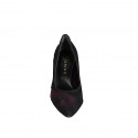 Woman's pointy pump in black and maroon suede spool heel 8 - Available sizes:  32, 33, 34, 35, 42, 43, 44, 45