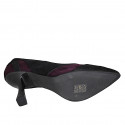 Escarpin à bout pointu pour femmes en daim noir et bordeaux talon bobine 8 - Pointures disponibles:  32, 33, 34, 35, 42, 43, 44, 45