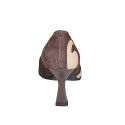 Escarpin à bout pointu pour femmes en daim marron et beige sable talon bobine 8 - Pointures disponibles:  33, 35, 42
