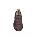 Chaussure richelieu à lacets avec bout golf pour femmes en daim marron talon 7 - Pointures disponibles:  32, 35, 45