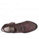 Chaussure richelieu à lacets avec bout golf pour femmes en daim marron talon 7 - Pointures disponibles:  32, 35, 45
