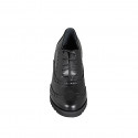 Zapato Oxford con cordones para mujer en piel negra con punta de ala y tacon 7 - Tallas disponibles:  32, 35, 42, 43, 44, 46