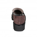 Mocassino da donna in camoscio marrone e vernice nera tacco 4 - Misure disponibili: 32, 35, 42, 43, 45, 46