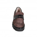 Mocassino da donna in camoscio marrone e vernice nera tacco 4 - Misure disponibili: 32, 35, 42, 43, 45, 46