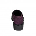 Mocasín para mujer con accesorio en gamuza morada tacon 4 - Tallas disponibles:  32, 35, 44, 46