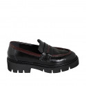Mocassino da donna in vernice nera e bordeaux tacco 4 - Misure disponibili: 32, 35, 42, 44, 45, 46