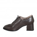 Zapato Oxford con cordones para mujer en piel marron con punta de ala y tacon 5 - Tallas disponibles:  35, 42, 43, 44, 45, 46