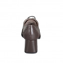 Zapato Oxford con cordones para mujer en piel marron con punta de ala y tacon 5 - Tallas disponibles:  35, 42, 43, 44, 45, 46
