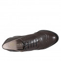 Chaussure Oxford pour femmes à lacets en cuir marron avec bout golf et talon 5 - Pointures disponibles:  35, 42, 43, 44, 45, 46