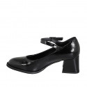 Mary Jane pour femmes avec bout rondu en cuir verni noir talon 5 - Pointures disponibles:  32, 35, 42, 45, 46