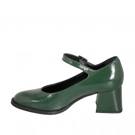 Mary Jane pour femmes avec bout rondu en cuir verni vert talon 5 - Pointures disponibles:  32, 35, 42, 43, 45, 46 2