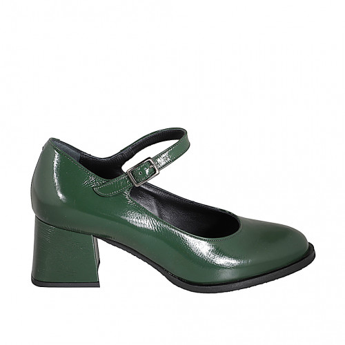 Mary Jane pour femmes avec bout rondu en cuir verni vert talon 5 - Pointures disponibles:  32, 35, 42, 43, 45, 46