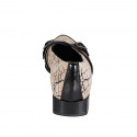 Mocassino a punta da donna con cinturini in camoscio stampato sabbia e vernice nera tacco 3 - Misure disponibili: 32, 33, 34, 35, 43, 44, 46