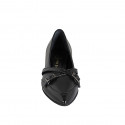 Mocassin pour femmes à bout pointu avec courroies en cuir et cuir verni noir talon 3 - Pointures disponibles:  32, 33, 35, 42, 43, 44, 45, 46