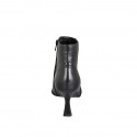 Botines para mujer con cremallera en piel negra y tacon 7 - Tallas disponibles:  35, 44