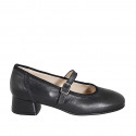 Mary Jane pour femmes avec bout rondu en cuir noir talon 3 - Pointures disponibles:  32, 33, 35, 42, 44