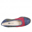 Zapato para mujer en gamuza azul, verde y granata cuña 3 - Tallas disponibles:  32, 33, 34, 35, 42, 43, 44, 45