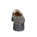 Mocassino da donna con accessorio metallico in tessuto bouclé multicolor e camoscio verde tacco 3 - Misure disponibili: 33, 35, 42, 43, 45, 46
