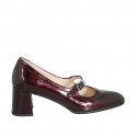 Mary Jane pour femmes avec bout rondu en cuir verni bordeaux talon 6 - Pointures disponibles:  32, 35, 44