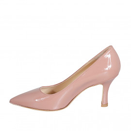 Décolleté a punta da donna in vernice beige con tacco 7 - Misure disponibili: 32, 33, 35, 42, 44, 45 2