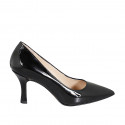 Escarpin à bout pointu pour femmes en cuir verni noir avec talon 7 - Pointures disponibles:  32, 34, 42, 45
