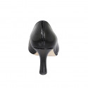 Zapato de salon a punta para mujer en charol negro con tacon 7 - Tallas disponibles:  32, 34, 42, 45