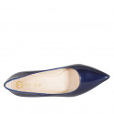 Escarpin à bout pointu pour femmes en cuir verni bleu talon 5 - Pointures disponibles:  35, 43, 44, 45