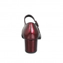 Women's Mary Jane with strap and removable insole in maroon laminated patent leather heel 5 - Available sizes:  35, 45